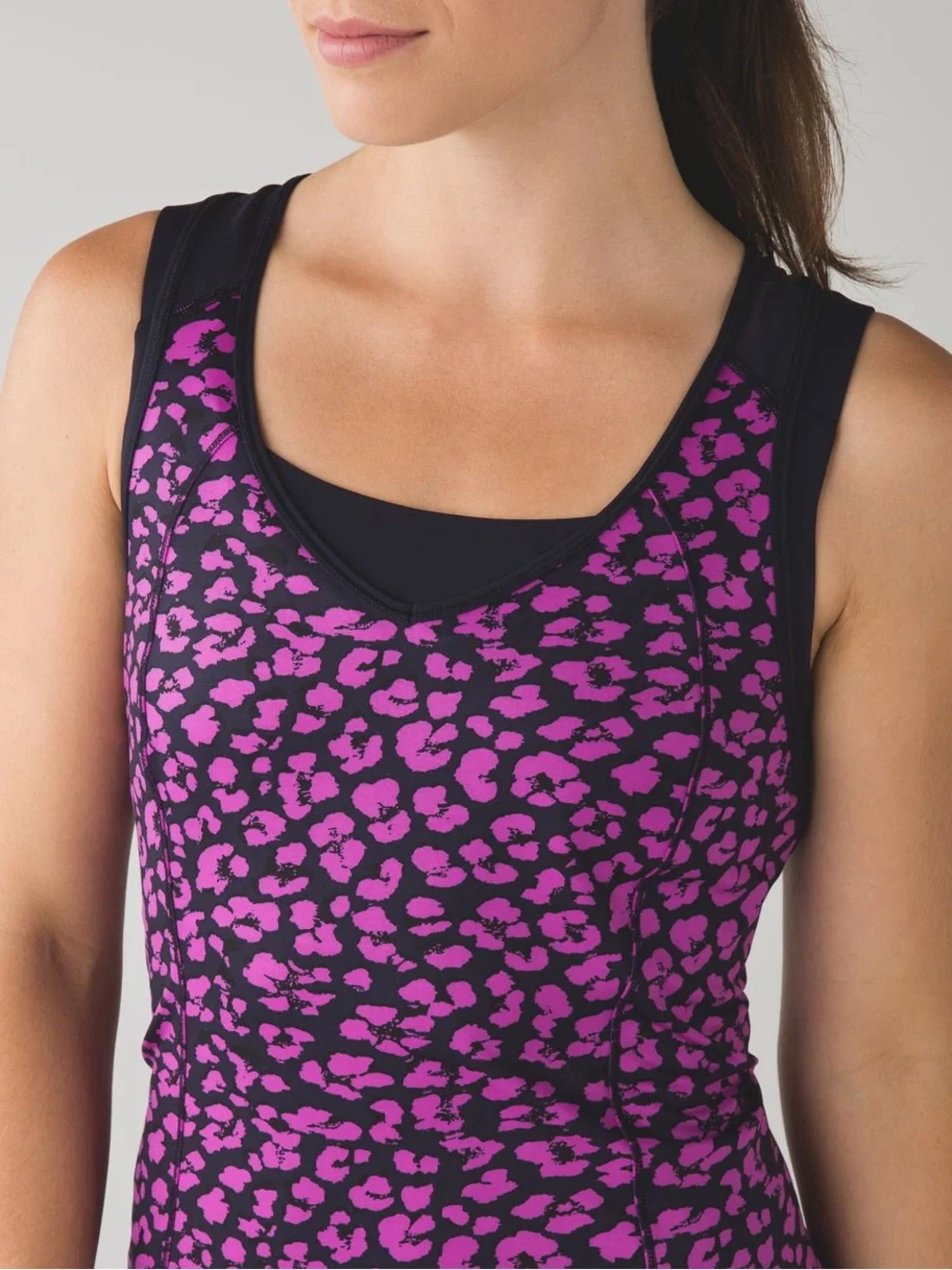 Lululemon Built-In Bra Tank Top Pink Leopard Print Athletic Yoga Top Size 6